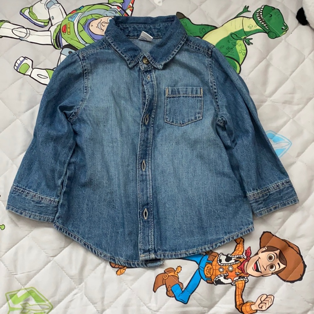Toddler denim button up
